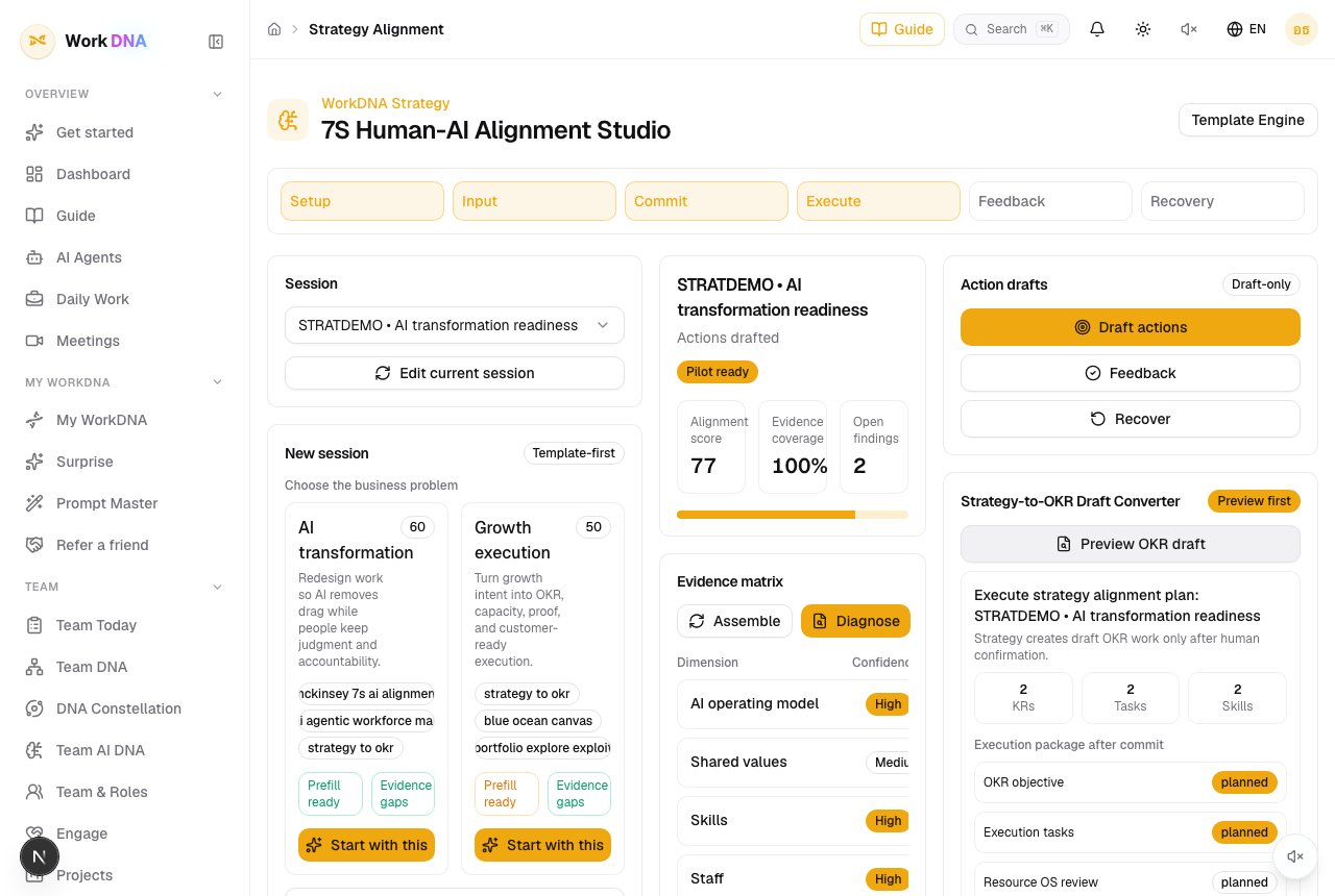 The OKR draft converter previewing the whole execution package before commit